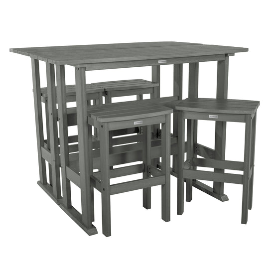 Lehigh 6pc Bar Height Balcony Set Dining Highwood USA Coastal Teak 