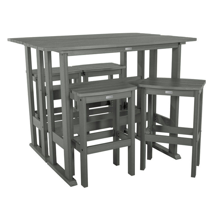 Lehigh 6pc Bar Height Balcony Set Dining Highwood USA Coastal Teak 