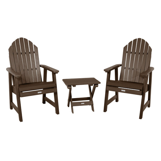 2 Hamilton Deck Chairs with Folding Side Table Kitted Sets Highwood USA Weathered Acorn 