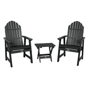 2 Hamilton Deck Chairs with Folding Side Table Kitted Sets Highwood USA Black 