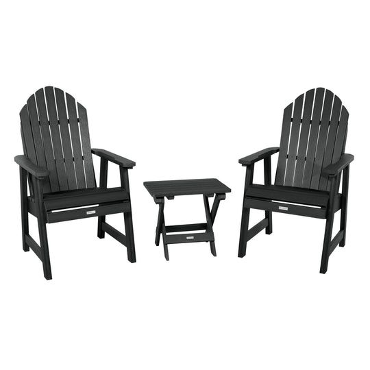 2 Hamilton Deck Chairs with Folding Side Table Kitted Sets Highwood USA Black 