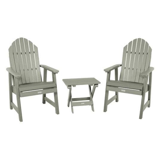 2 Hamilton Deck Chairs with Folding Side Table Kitted Sets Highwood USA Eucalyptus 