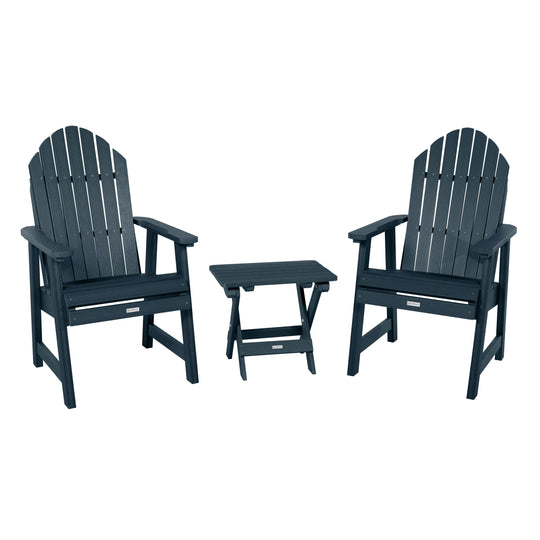 2 Hamilton Deck Chairs with Folding Side Table Kitted Sets Highwood USA Federal Blue 