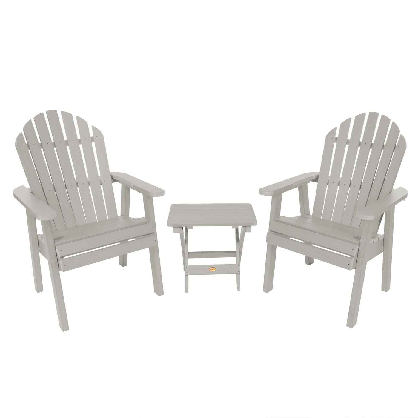 2 Hamilton Deck Chairs with Folding Side Table Kitted Sets Highwood USA Harbor Gray 