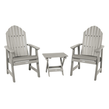 2 Hamilton Deck Chairs with Folding Side Table Kitted Sets Highwood USA Harbor Gray 