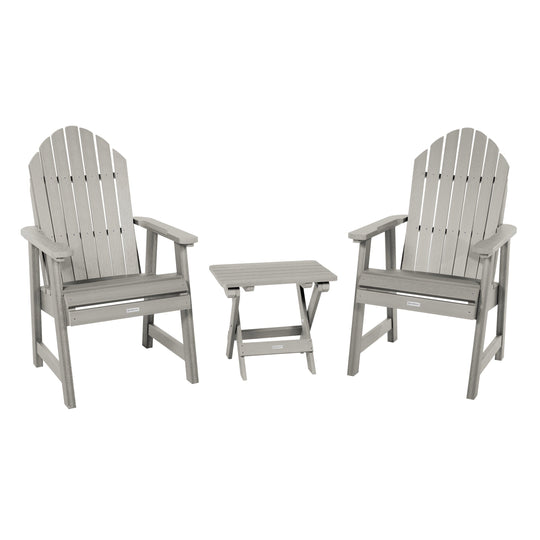 2 Hamilton Deck Chairs with Folding Side Table Kitted Sets Highwood USA Harbor Gray 
