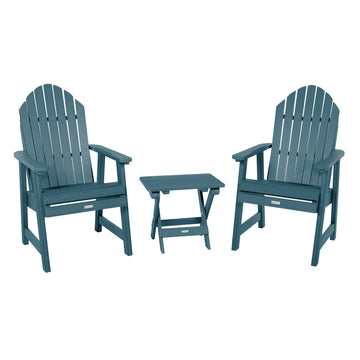 2 Hamilton Deck Chairs with Folding Side Table Kitted Sets Highwood USA Nantucket Blue 