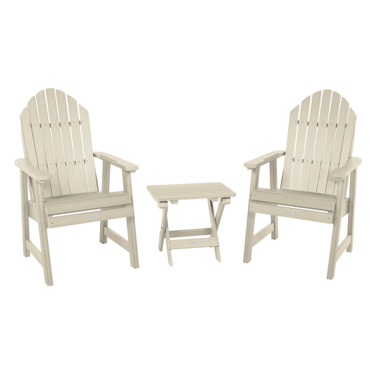 2 Hamilton Deck Chairs with Folding Side Table Kitted Sets Highwood USA Whitewash 