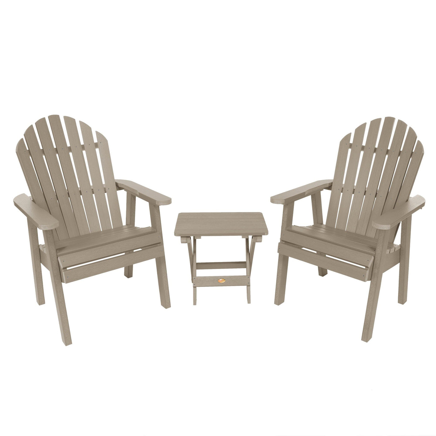 2 Hamilton Deck Chairs with Folding Side Table Kitted Sets Highwood USA Woodland Brown 