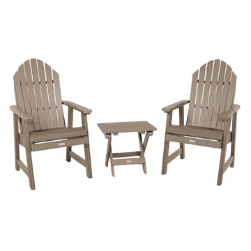 2 Hamilton Deck Chairs with Folding Side Table Kitted Sets Highwood USA Woodland Brown 