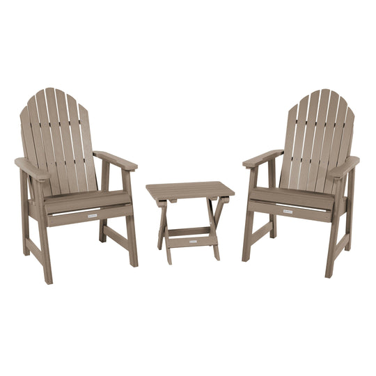 2 Hamilton Deck Chairs with Folding Side Table Kitted Sets Highwood USA Woodland Brown 
