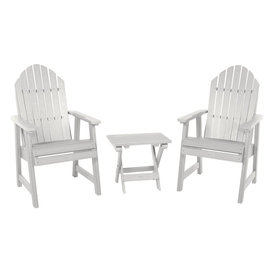 2 Hamilton Deck Chairs with Folding Side Table Kitted Sets Highwood USA White 