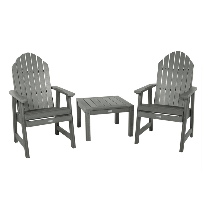2 Hamilton Deck Chairs with Adirondack Side Table Kitted Sets Highwood USA Coastal Teak 