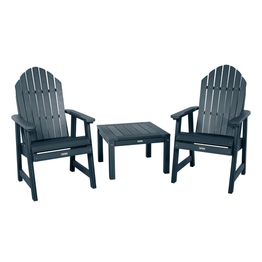 2 Hamilton Deck Chairs with Adirondack Side Table Kitted Sets Highwood USA Federal Blue 