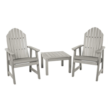2 Hamilton Deck Chairs with Adirondack Side Table Kitted Sets Highwood USA Harbor Gray 