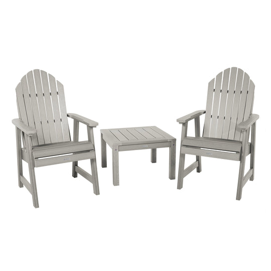 2 Hamilton Deck Chairs with Adirondack Side Table Kitted Sets Highwood USA Harbor Gray 
