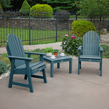 2 Hamilton Deck Chairs with Adirondack Side Table Kitted Sets Highwood USA 