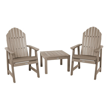 2 Hamilton Deck Chairs with Adirondack Side Table Kitted Sets Highwood USA Woodland Brown 