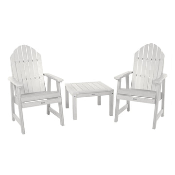 2 Hamilton Deck Chairs with Adirondack Side Table Kitted Sets Highwood USA White 