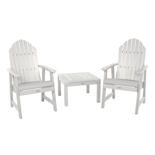 2 Hamilton Deck Chairs with Adirondack Side Table Kitted Sets Highwood USA White 