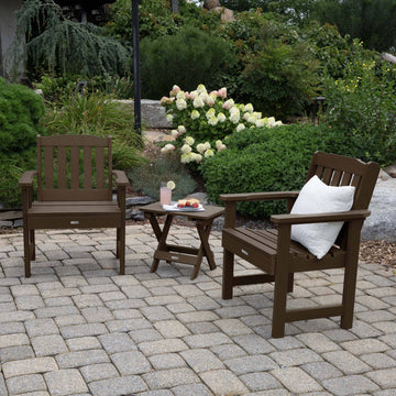 2 Lehigh Garden Chairs with Folding Adirondack Side Table Kitted Sets Highwood USA 