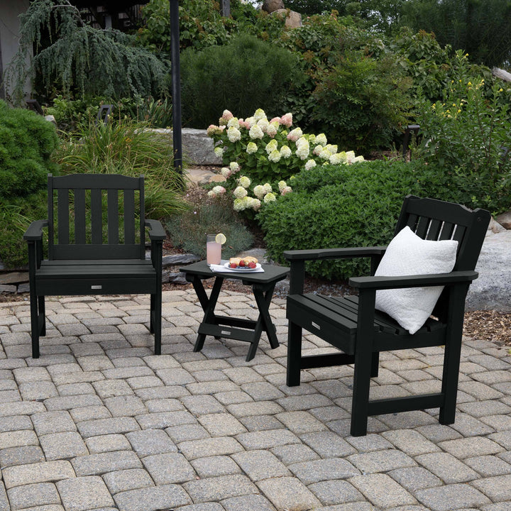 2 Lehigh Garden Chairs with Folding Adirondack Side Table Kitted Sets Highwood USA 