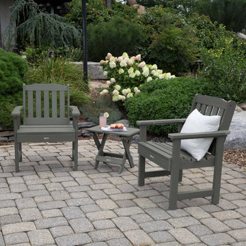 2 Lehigh Garden Chairs with Folding Adirondack Side Table Kitted Sets Highwood USA 