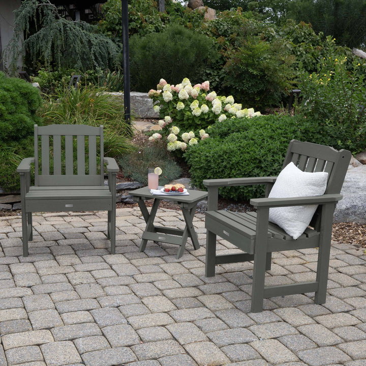 2 Lehigh Garden Chairs with Folding Adirondack Side Table Kitted Sets Highwood USA 