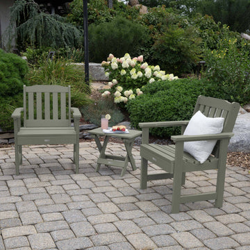 2 Lehigh Garden Chairs with Folding Adirondack Side Table Kitted Sets Highwood USA 
