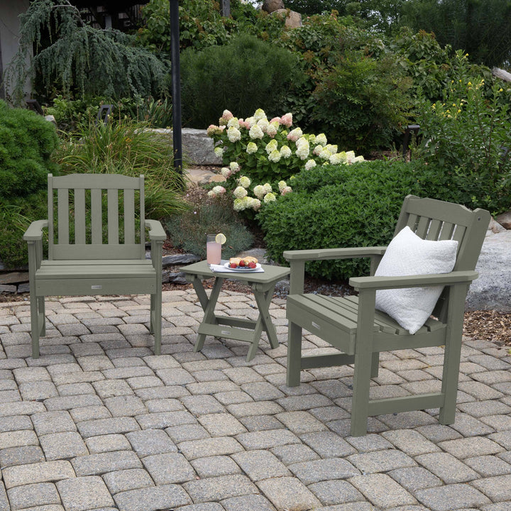 2 Lehigh Garden Chairs with Folding Adirondack Side Table Kitted Sets Highwood USA 