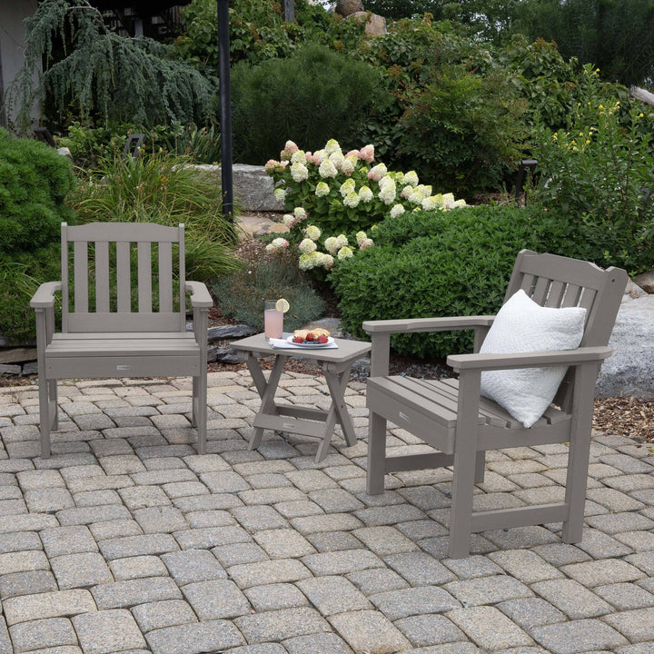 2 Lehigh Garden Chairs with Folding Adirondack Side Table Kitted Sets Highwood USA 