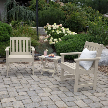 2 Lehigh Garden Chairs with Folding Adirondack Side Table Kitted Sets Highwood USA 