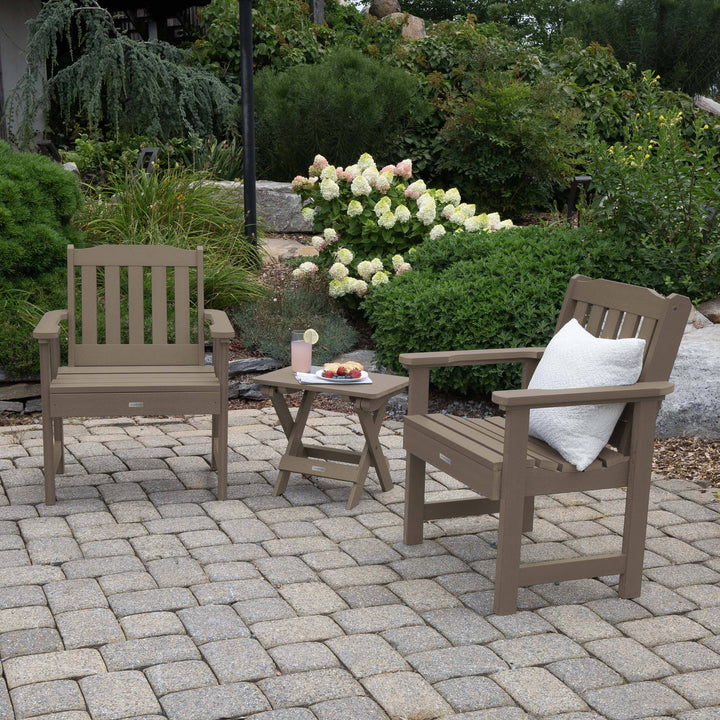 2 Lehigh Garden Chairs with Folding Adirondack Side Table Kitted Sets Highwood USA 