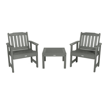 2 Lehigh Garden Chairs with 1 Square Side Table Kitted Sets Highwood USA Coastal Teak 