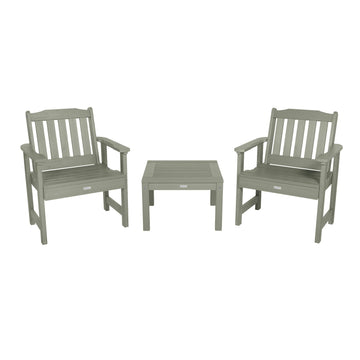 2 Lehigh Garden Chairs with 1 Square Side Table Kitted Sets Highwood USA Eucalyptus 