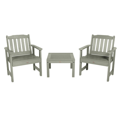 2 Lehigh Garden Chairs with 1 Square Side Table Kitted Sets Highwood USA Eucalyptus 