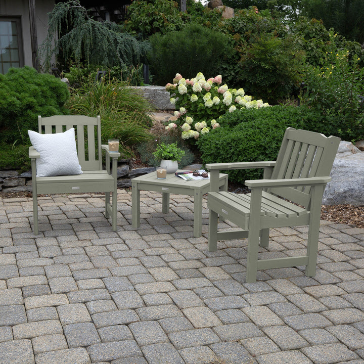 2 Lehigh Garden Chairs with 1 Square Side Table Kitted Sets Highwood USA 
