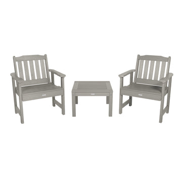 2 Lehigh Garden Chairs with 1 Square Side Table Kitted Sets Highwood USA Harbor Gray 
