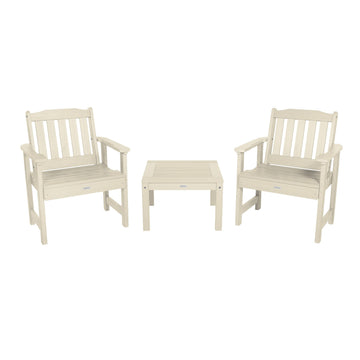 2 Lehigh Garden Chairs with 1 Square Side Table Kitted Sets Highwood USA Whitewash 