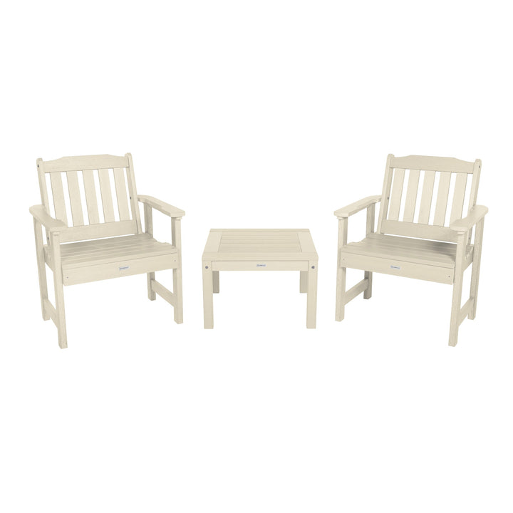 2 Lehigh Garden Chairs with 1 Square Side Table Kitted Sets Highwood USA Whitewash 
