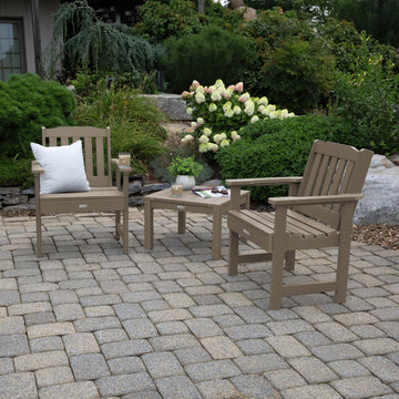 2 Lehigh Garden Chairs with 1 Square Side Table Kitted Sets Highwood USA 