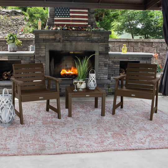 2 Weatherly Garden Chairs with Square Side Table Kitted Sets Highwood USA 