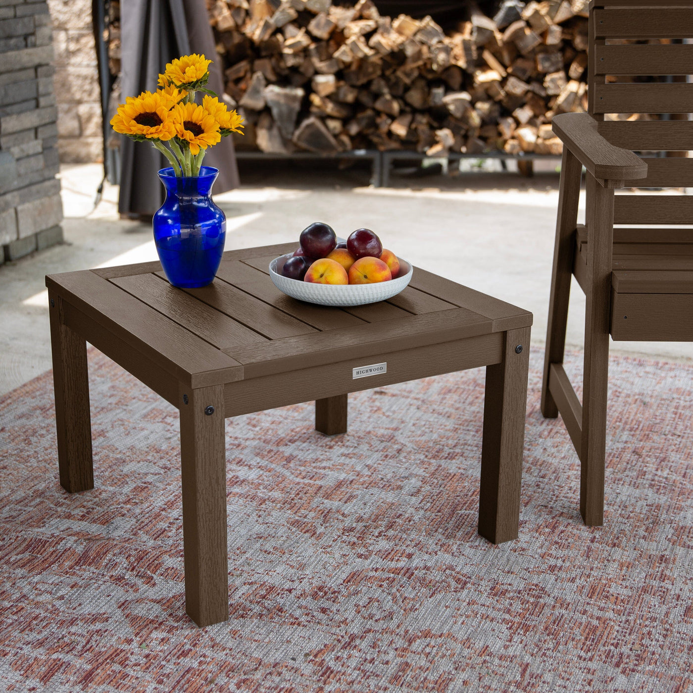 2 Weatherly Garden Chairs with Square Side Table Kitted Sets Highwood USA 