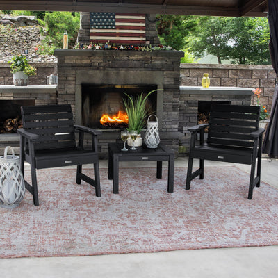 2 Weatherly Garden Chairs with Square Side Table Kitted Sets Highwood USA 