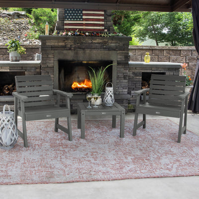 2 Weatherly Garden Chairs with Square Side Table Kitted Sets Highwood USA 