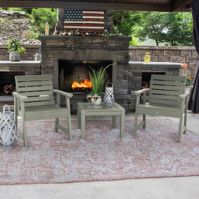 2 Weatherly Garden Chairs with Square Side Table Kitted Sets Highwood USA 