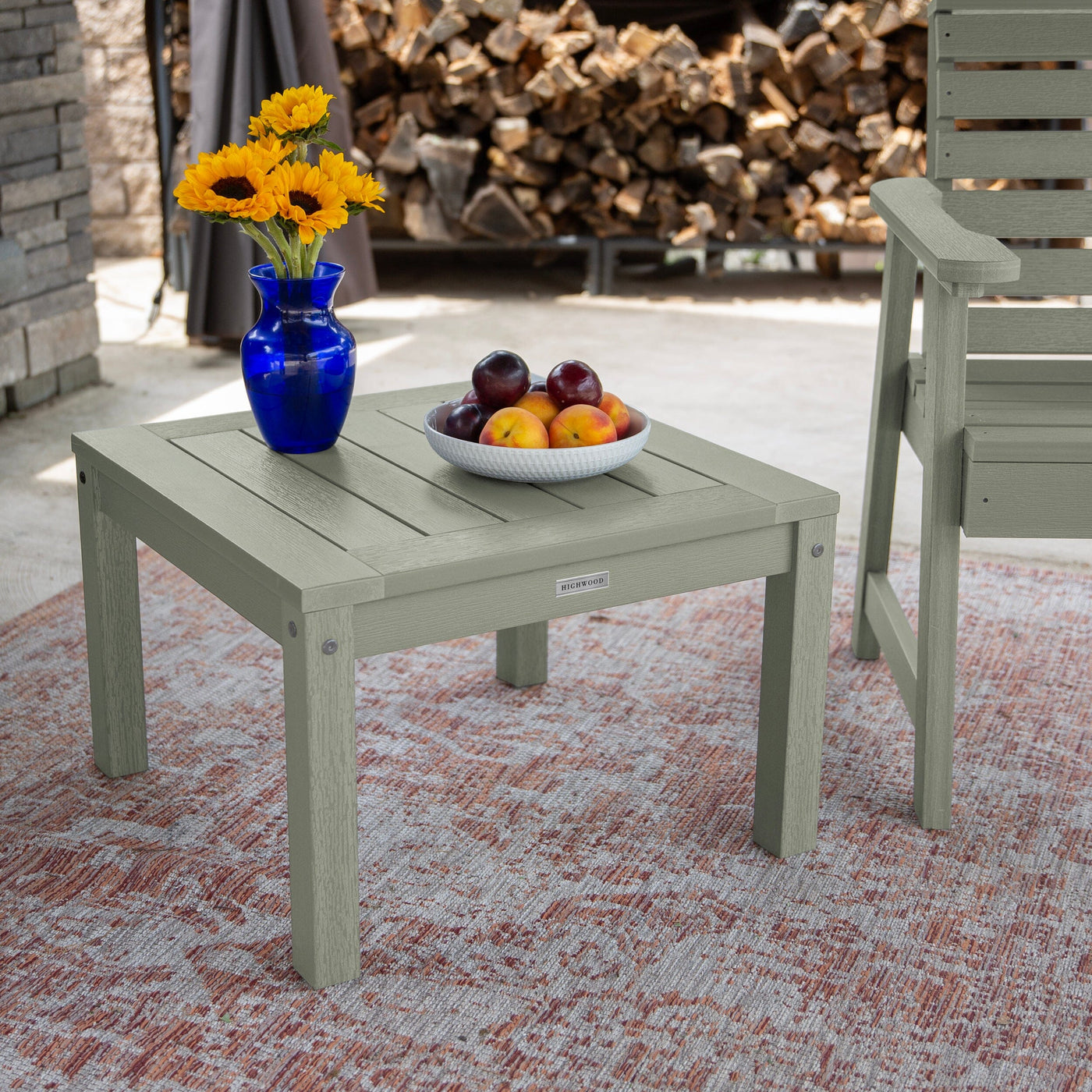 2 Weatherly Garden Chairs with Square Side Table Kitted Sets Highwood USA 