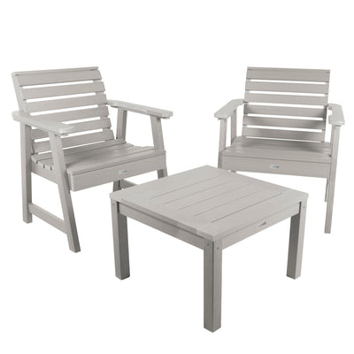 2 Weatherly Garden Chairs with Square Side Table Kitted Sets Highwood USA Harbor Gray 