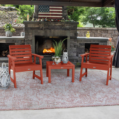 2 Weatherly Garden Chairs with Square Side Table Kitted Sets Highwood USA 