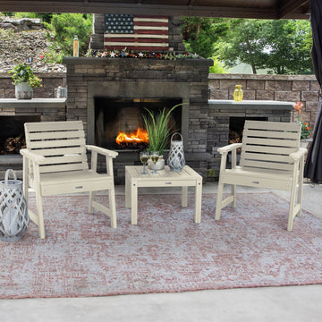 2 Weatherly Garden Chairs with Square Side Table Kitted Sets Highwood USA 